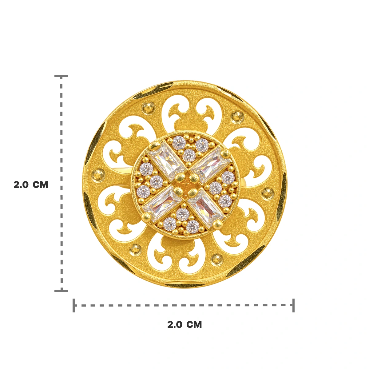 Gold Tone Round Embellished Statement Ring for Women