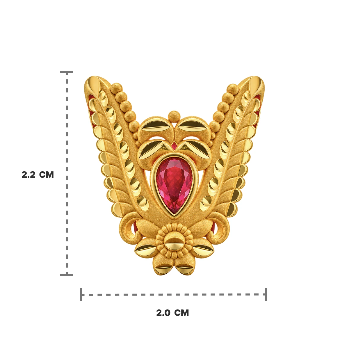 Gold Tone Floral Ruby Teardrop Statement Ring for Women