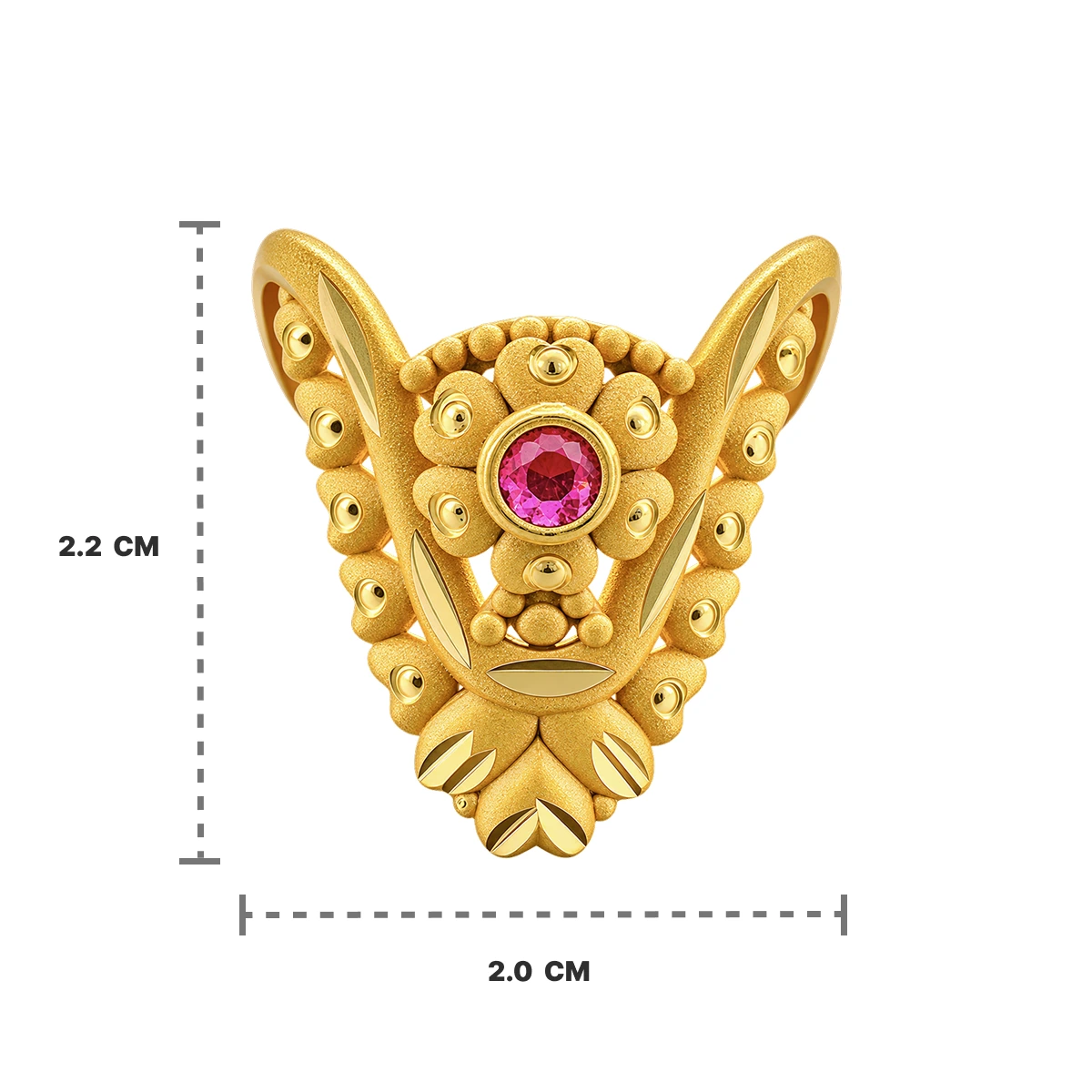 Gold Tone Floral Ruby Round Statement Ring for Women
