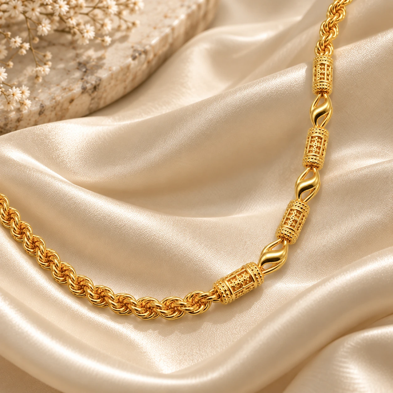 1 Gram Micro Polish Gold Plated Men's Designer Braided Link Chain