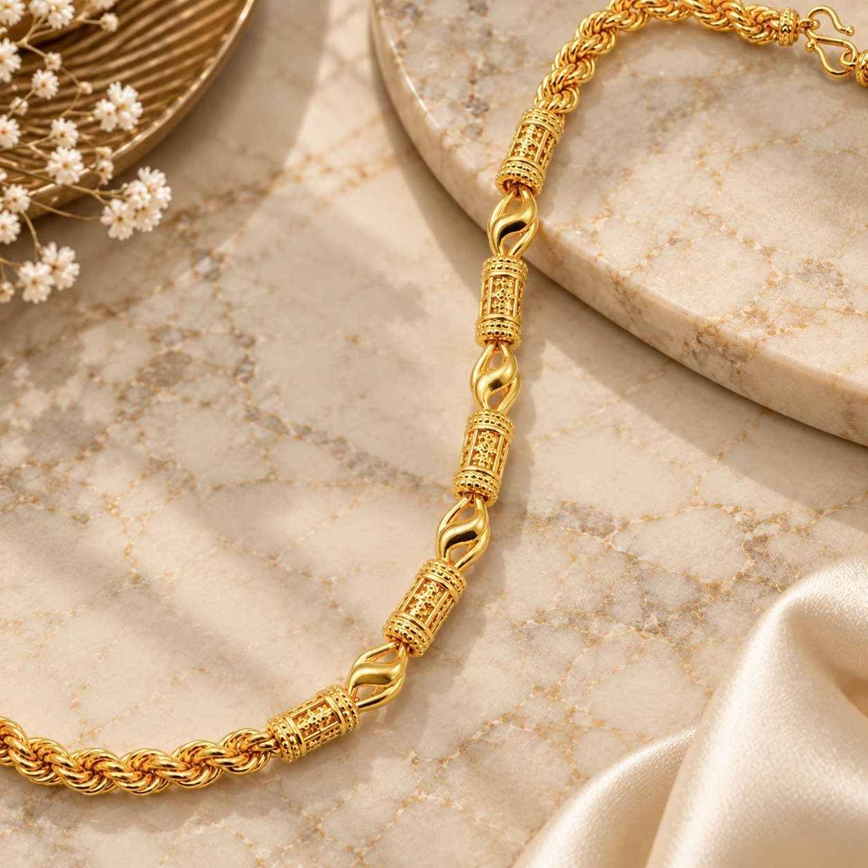 1 Gram Micro Polish Gold Plated Men's Designer Braided Link Chain