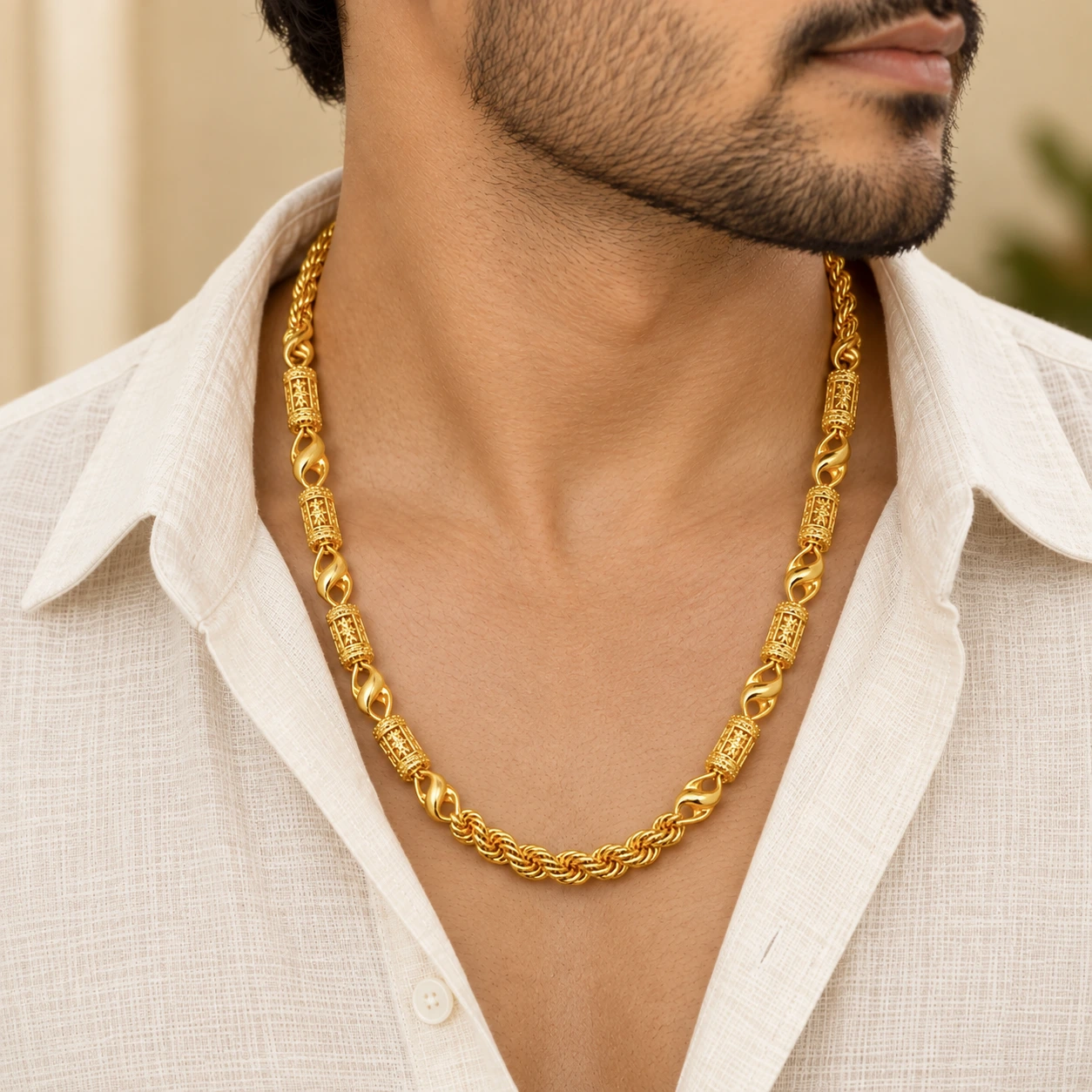 1 Gram Micro Polish Gold Plated Men's Designer Braided Link Chain