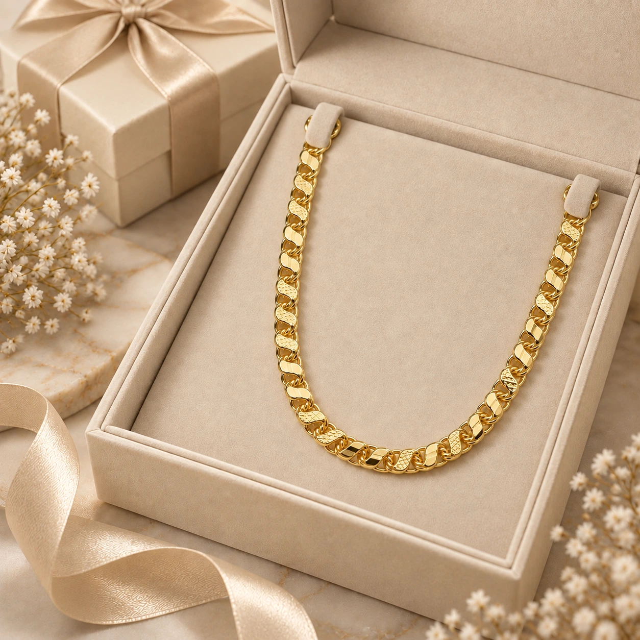 1 Gram Micro Polish Gold Plated Men's Designer Flat Link Chain