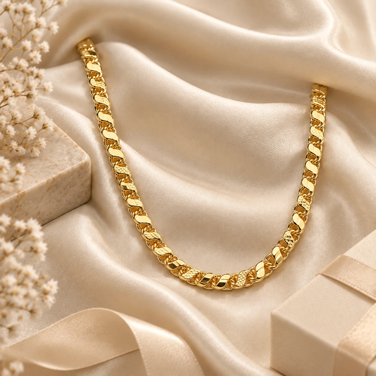 1 Gram Micro Polish Gold Plated Men's Designer Flat Link Chain