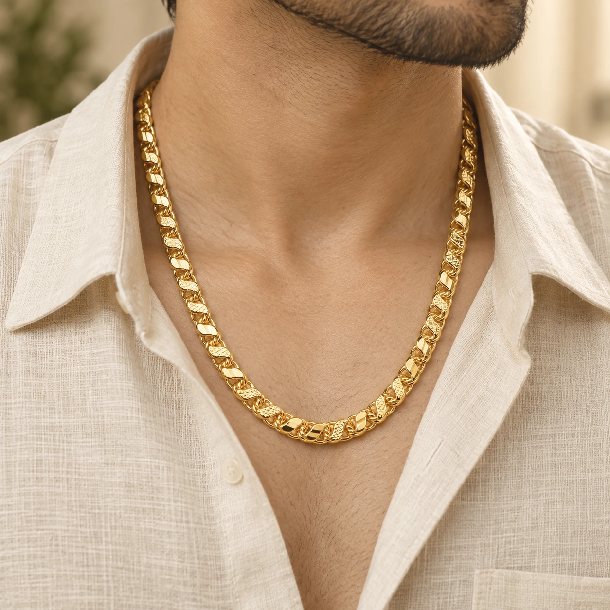 1 Gram Micro Polish Gold Plated Men's Designer Flat Link Chain