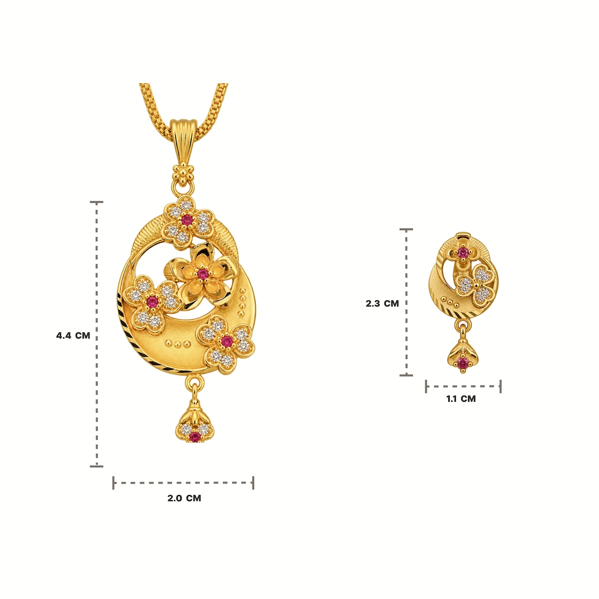 1 Gram Micro Polish 22 Carat Gold Plated Floral Pendant Set