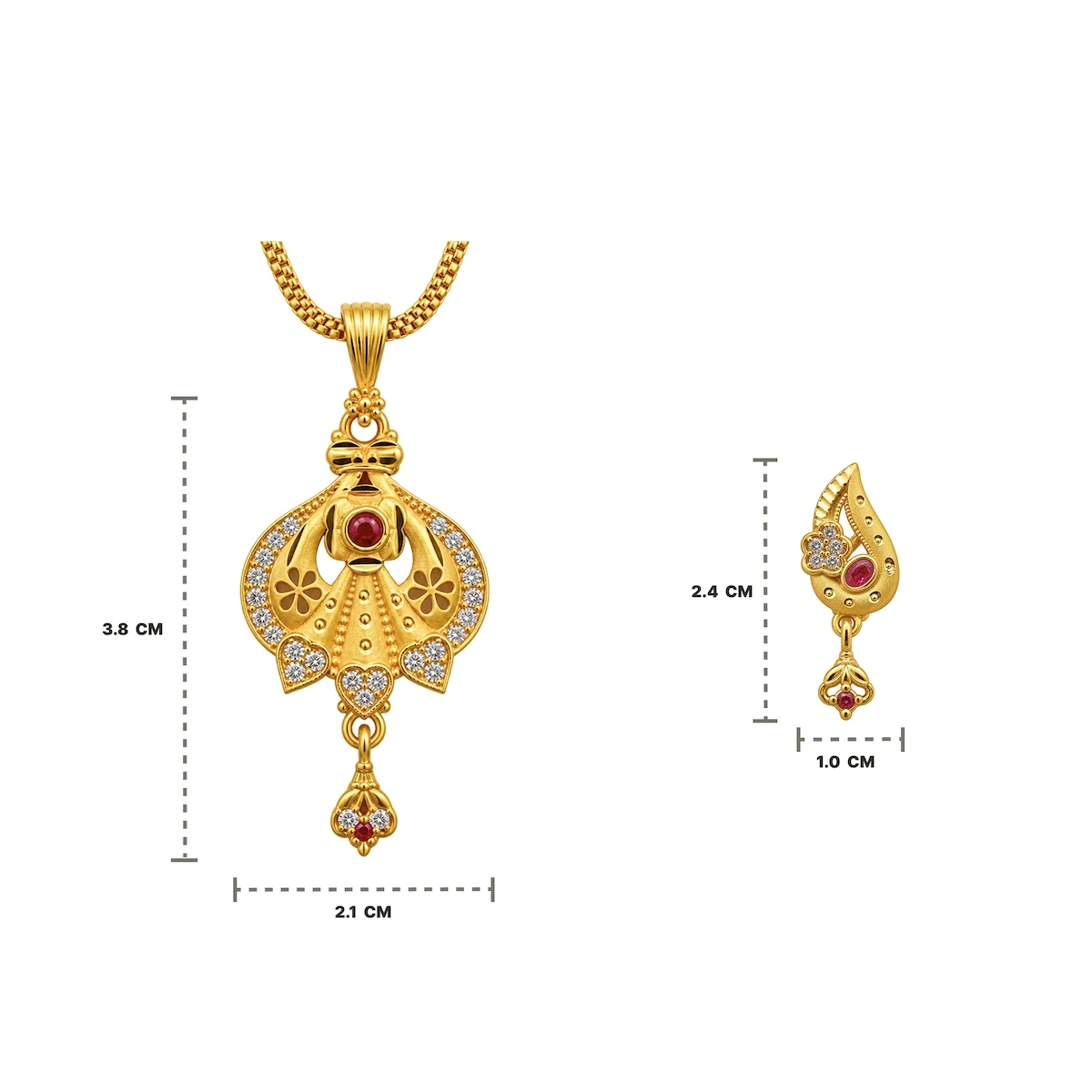 1 Gram Micro Polish 22 Carat Gold Plated Floral Teardrop Pendant Set