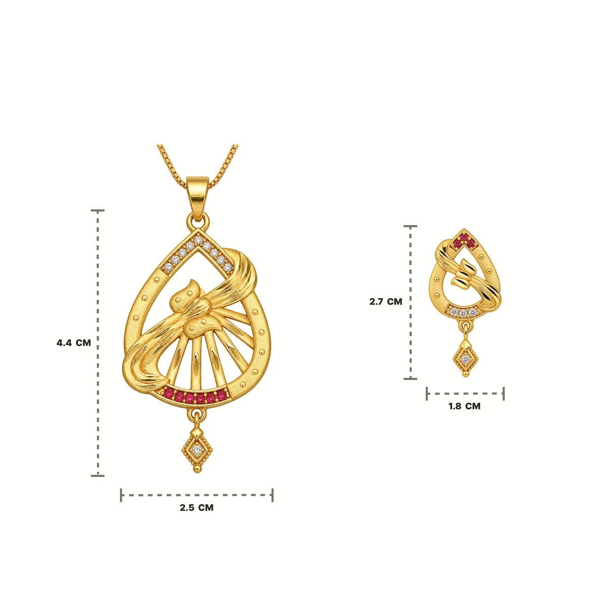 1 Gram Micro Polish 22 Carat Gold Plated Leaf Fan Pendant Set