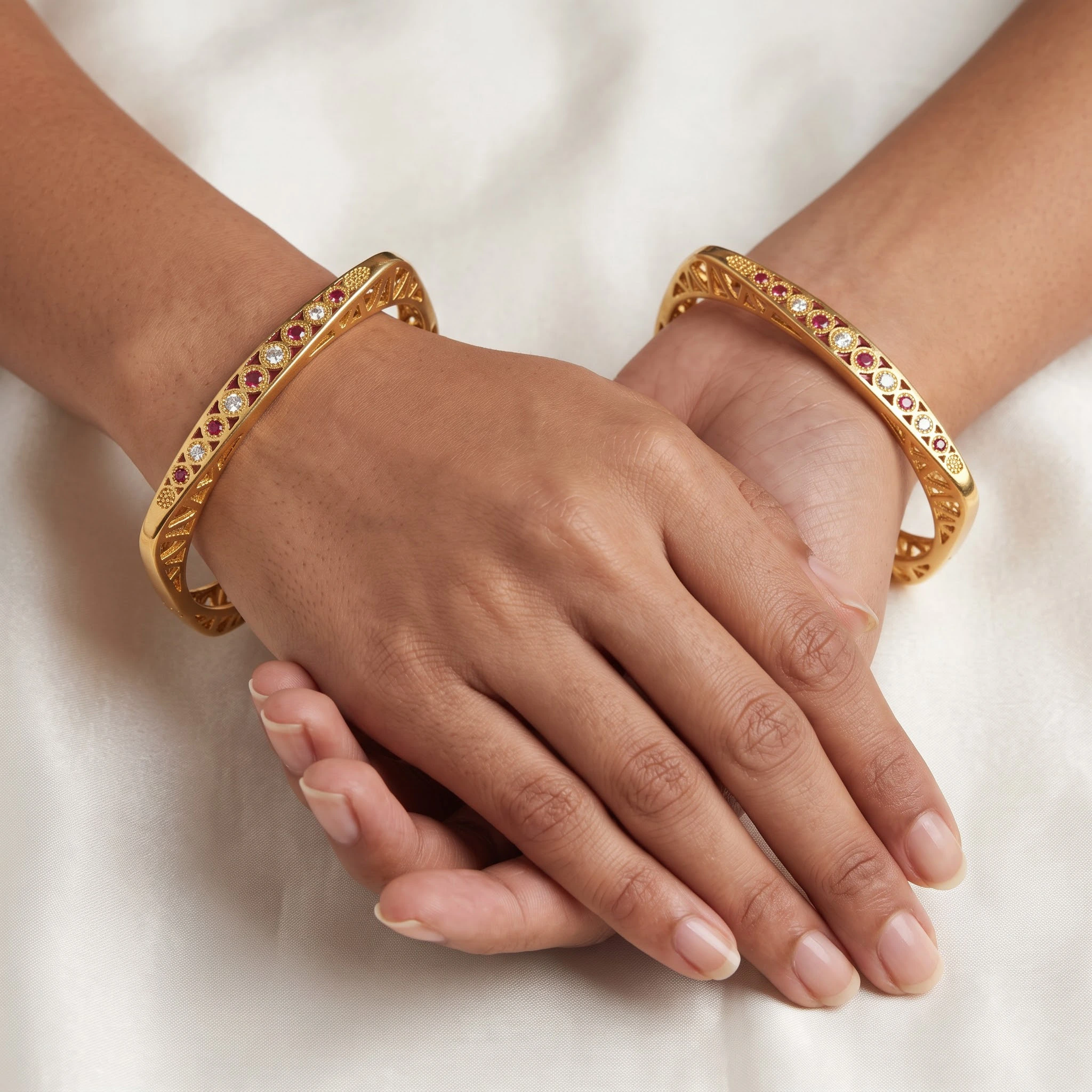 Royal Meenakari & CZ Gold-Plated Designer Bangles Set