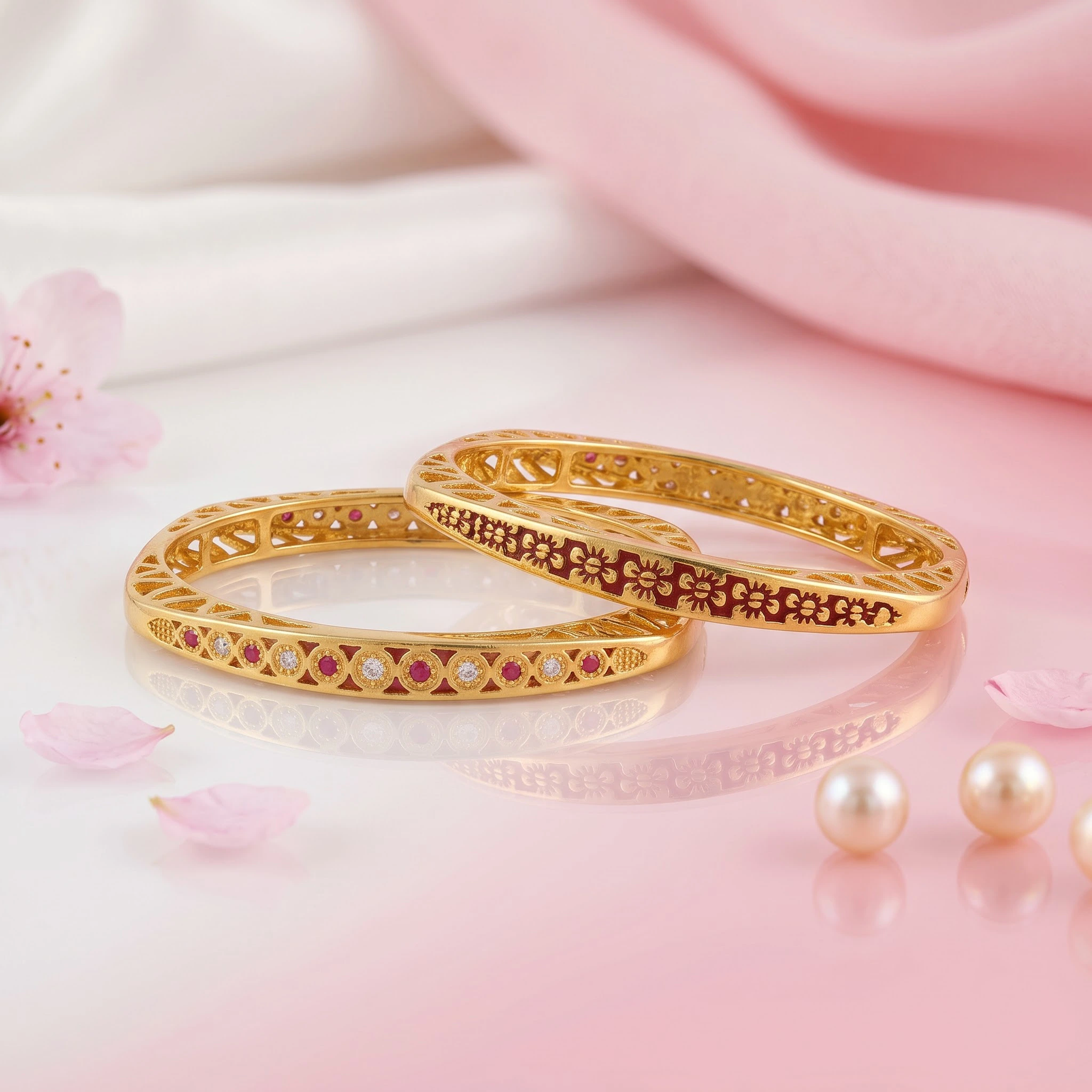 Royal Meenakari & CZ Gold-Plated Designer Bangles Set