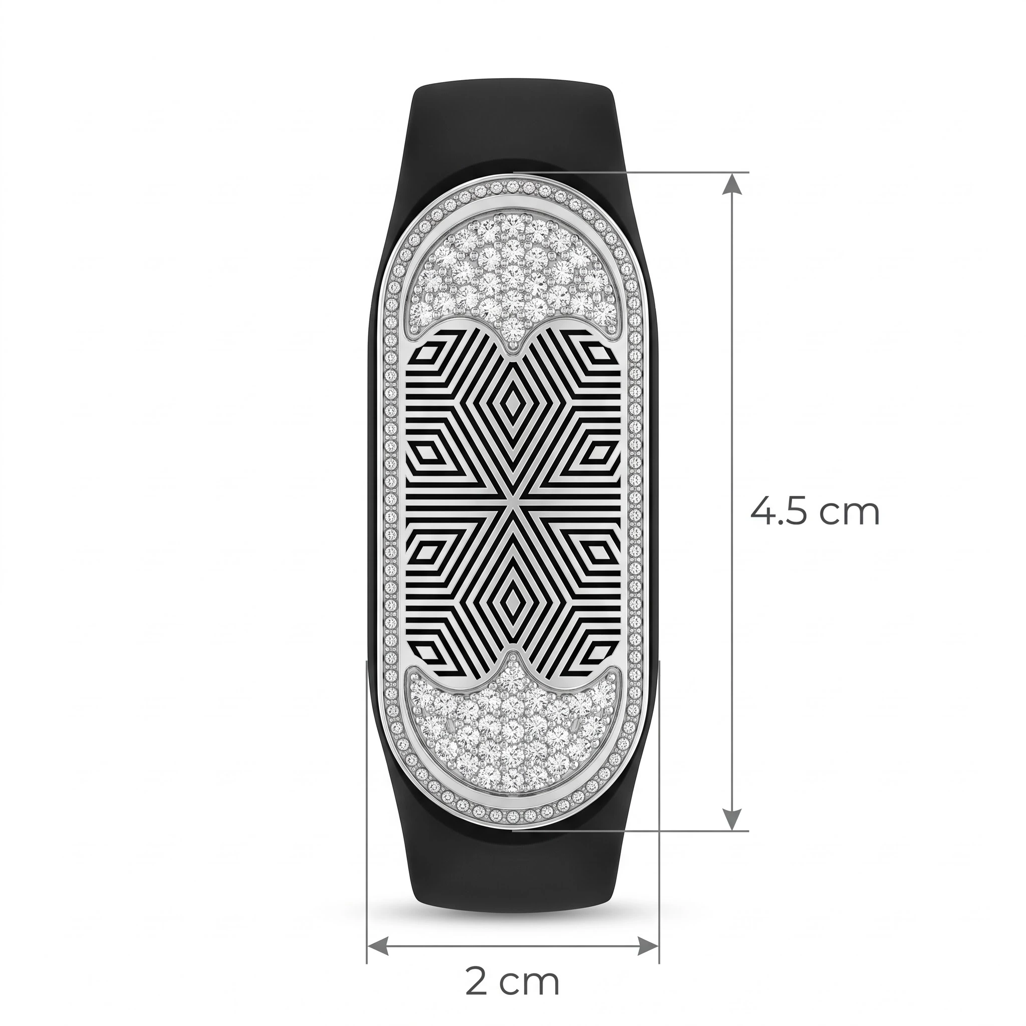 Men's Black Geometric Crystal Pattern Adjustable Bracelet