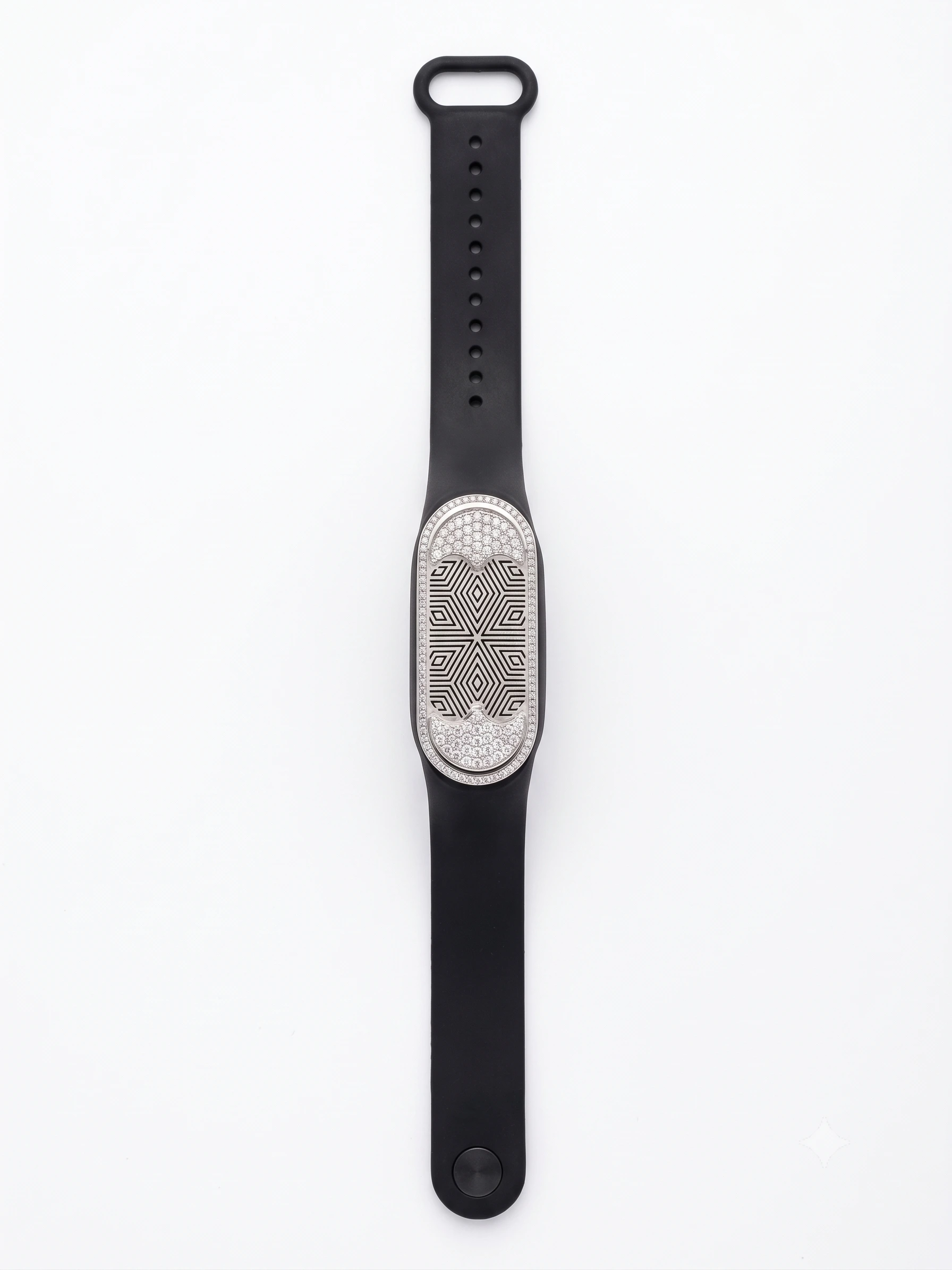 Men's Black Geometric Crystal Pattern Adjustable Bracelet