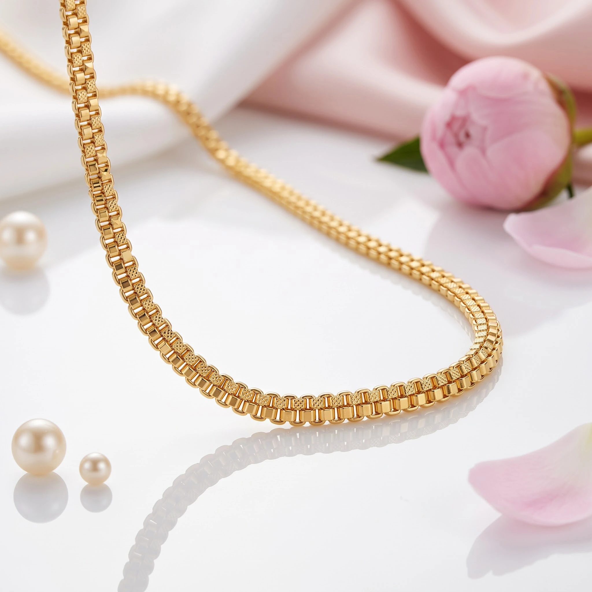 1 Gram Micro Polish Gold Plated Women's Box Link Chain