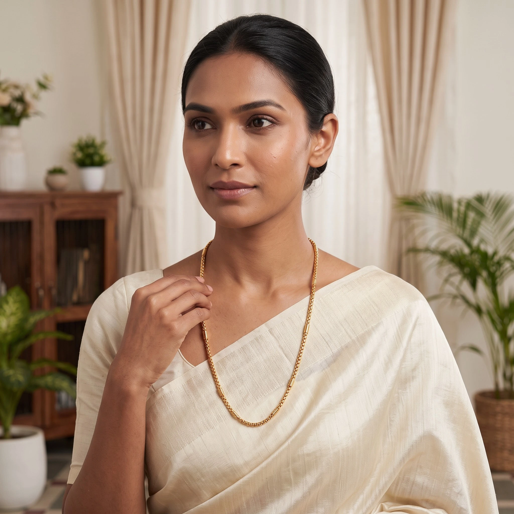 1 Gram Micro Polish Gold Plated Women's Box Link Chain with Ribbed Accents