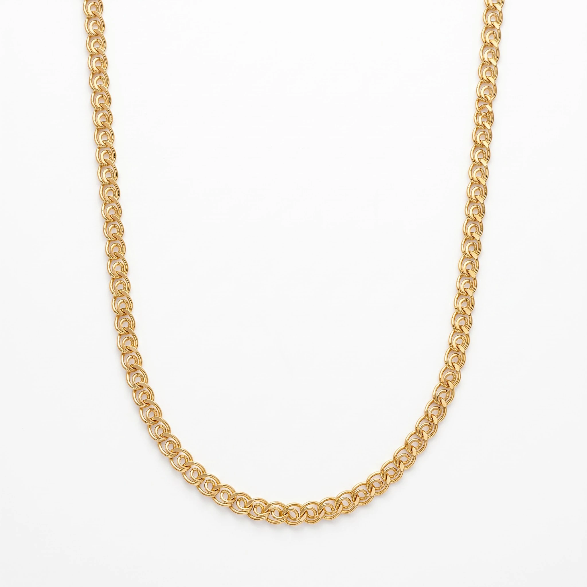 1 Gram Micro Polish Gold Plated Women's Interlocking Oval Link Chain