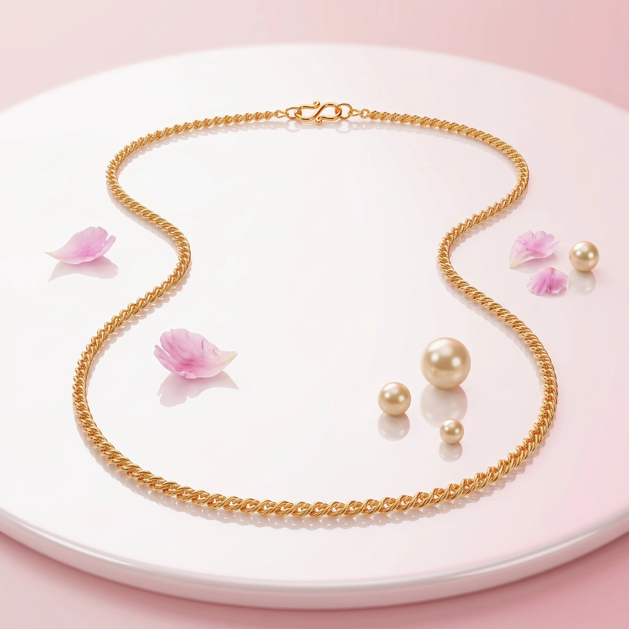 1 Gram Micro Polish Gold Plated Women's Interlocking Oval Link Chain