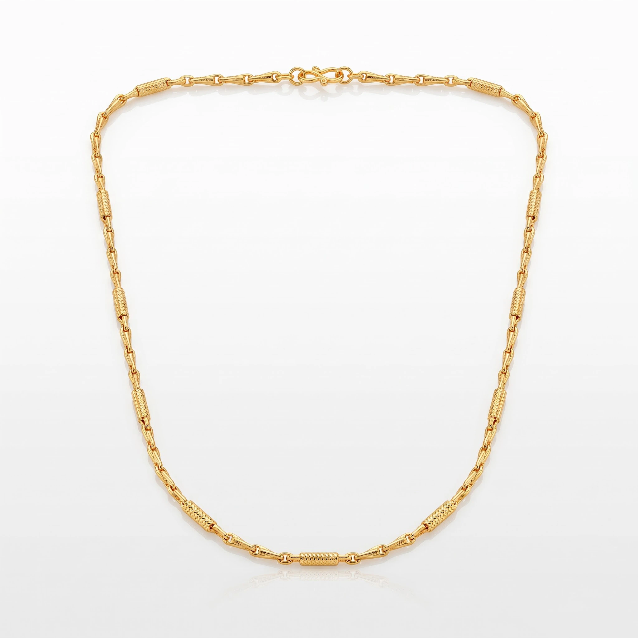 1 Gram Micro Polish Gold Plated Women's Elongated Link Chain with Textured Accents
