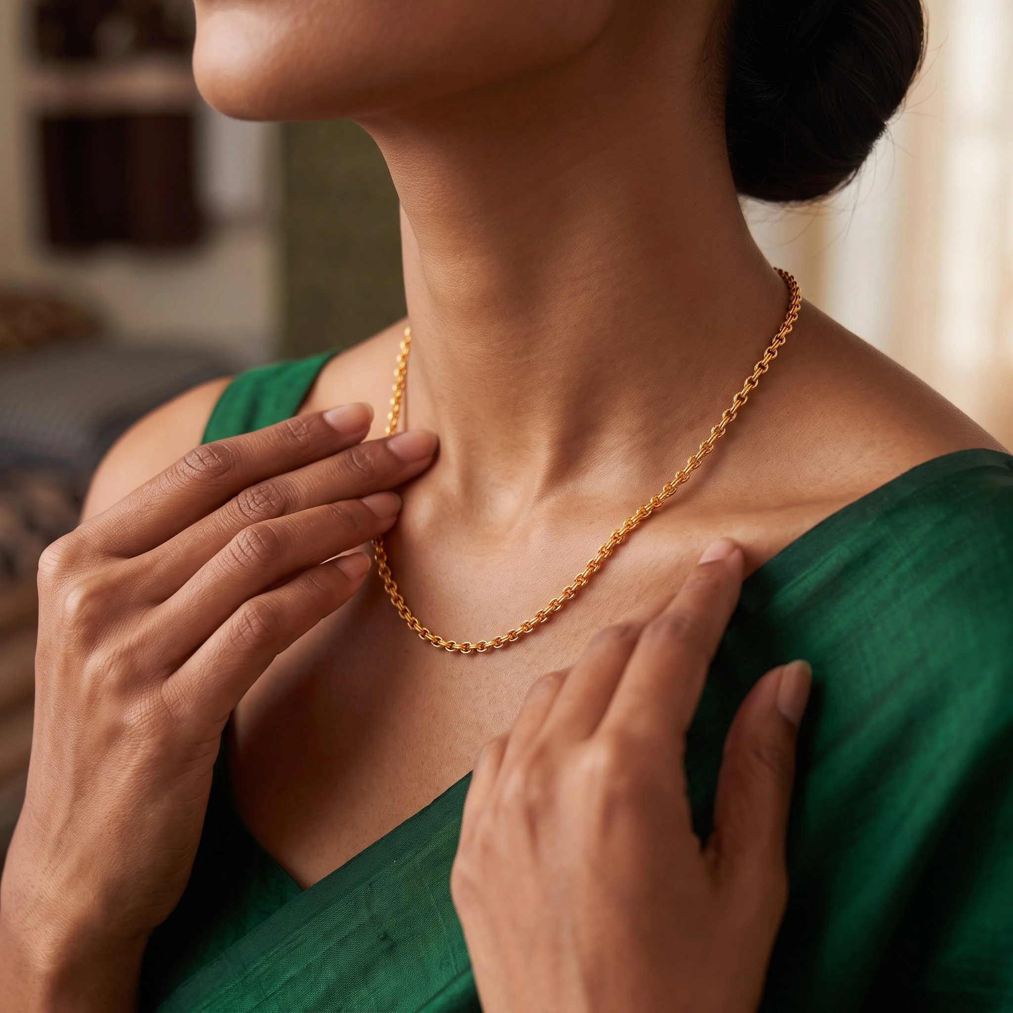 1 Gram Micro Polish Gold Plated Women's Twisted Rope Link Chain