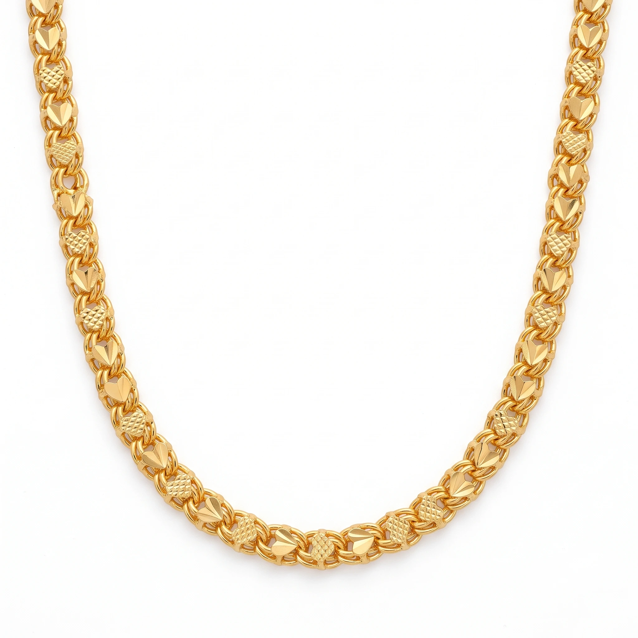 1 Gram Micro Polish Gold Plated Women's Heart Link Chain
