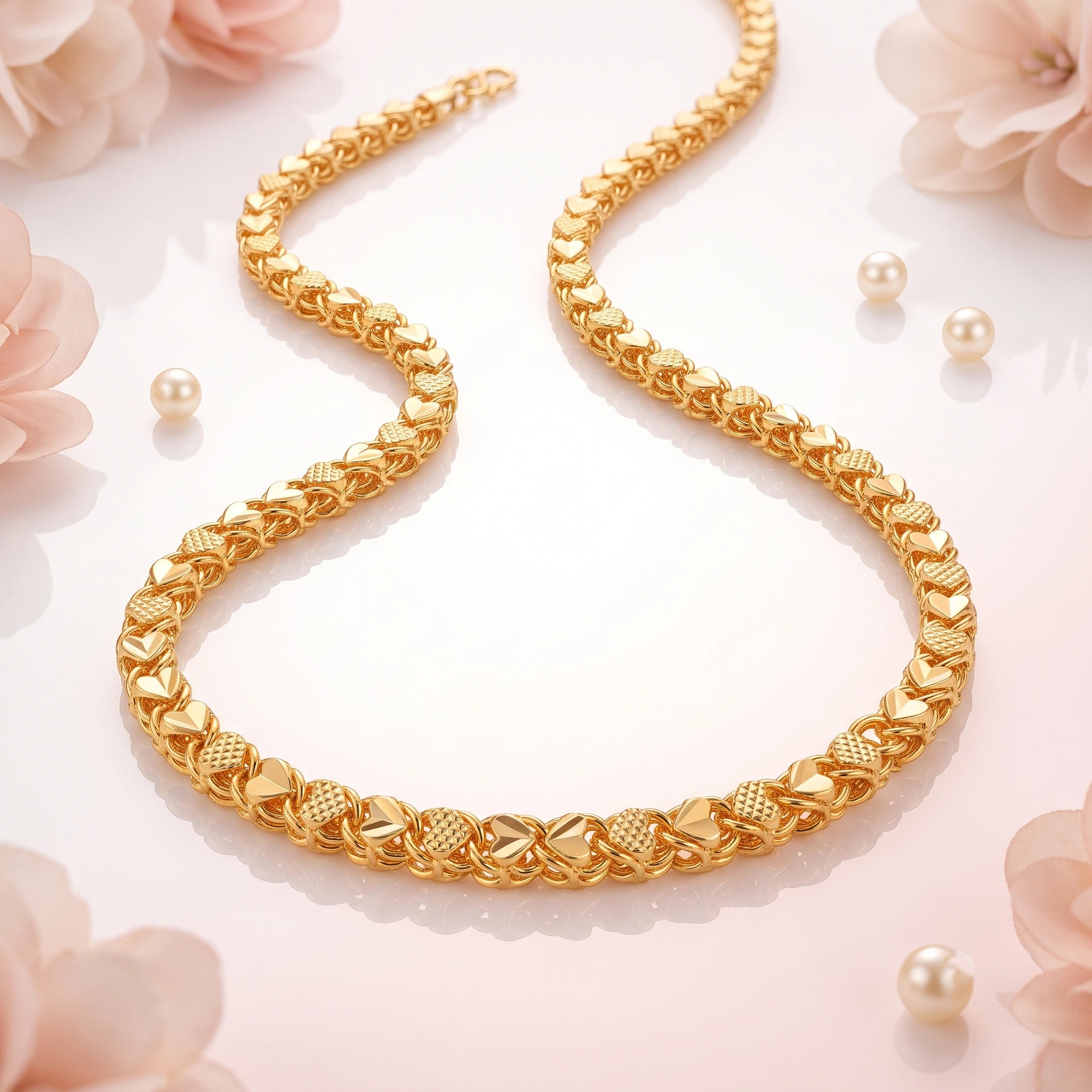 1 Gram Micro Polish Gold Plated Women's Heart Link Chain