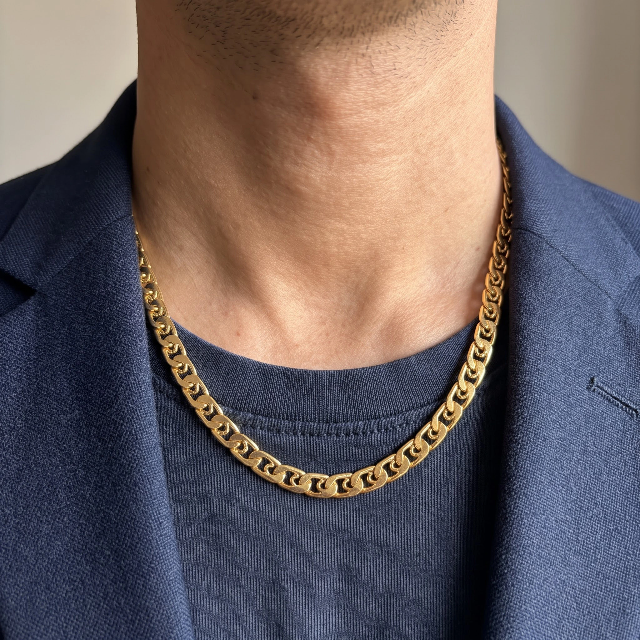 1 Gram Micro Polish Gold Plated Men's Curved Interlocking Link Chain