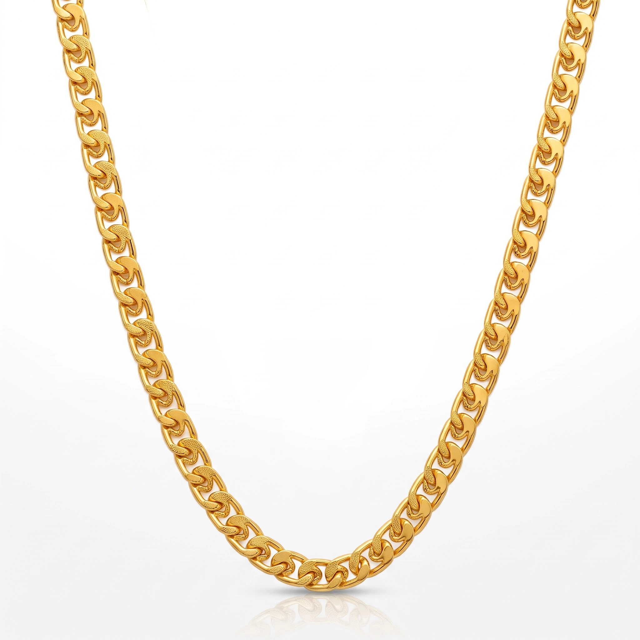 1 Gram Micro Polish Gold Plated Men's Curved Interlocking Link Chain