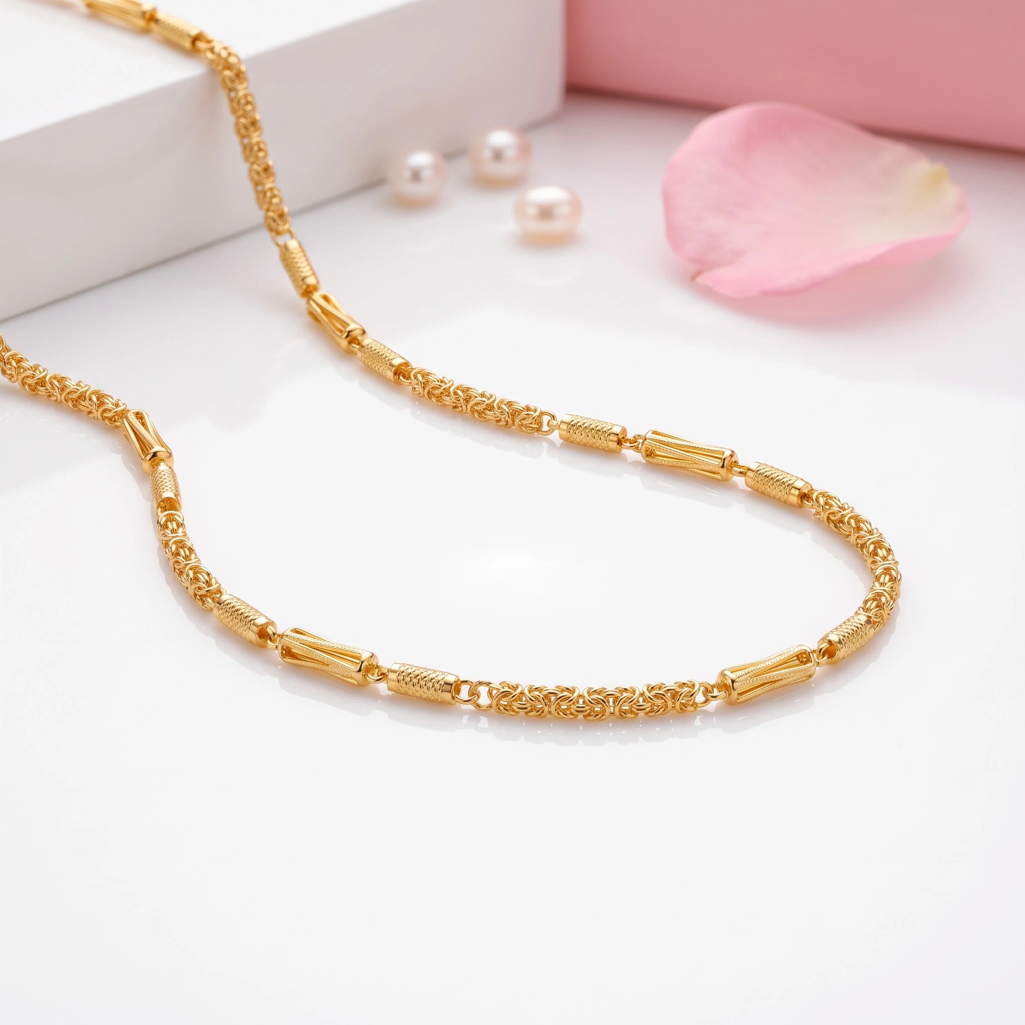 1 Gram Micro Polish Gold Plated Men's Textured Link Chain