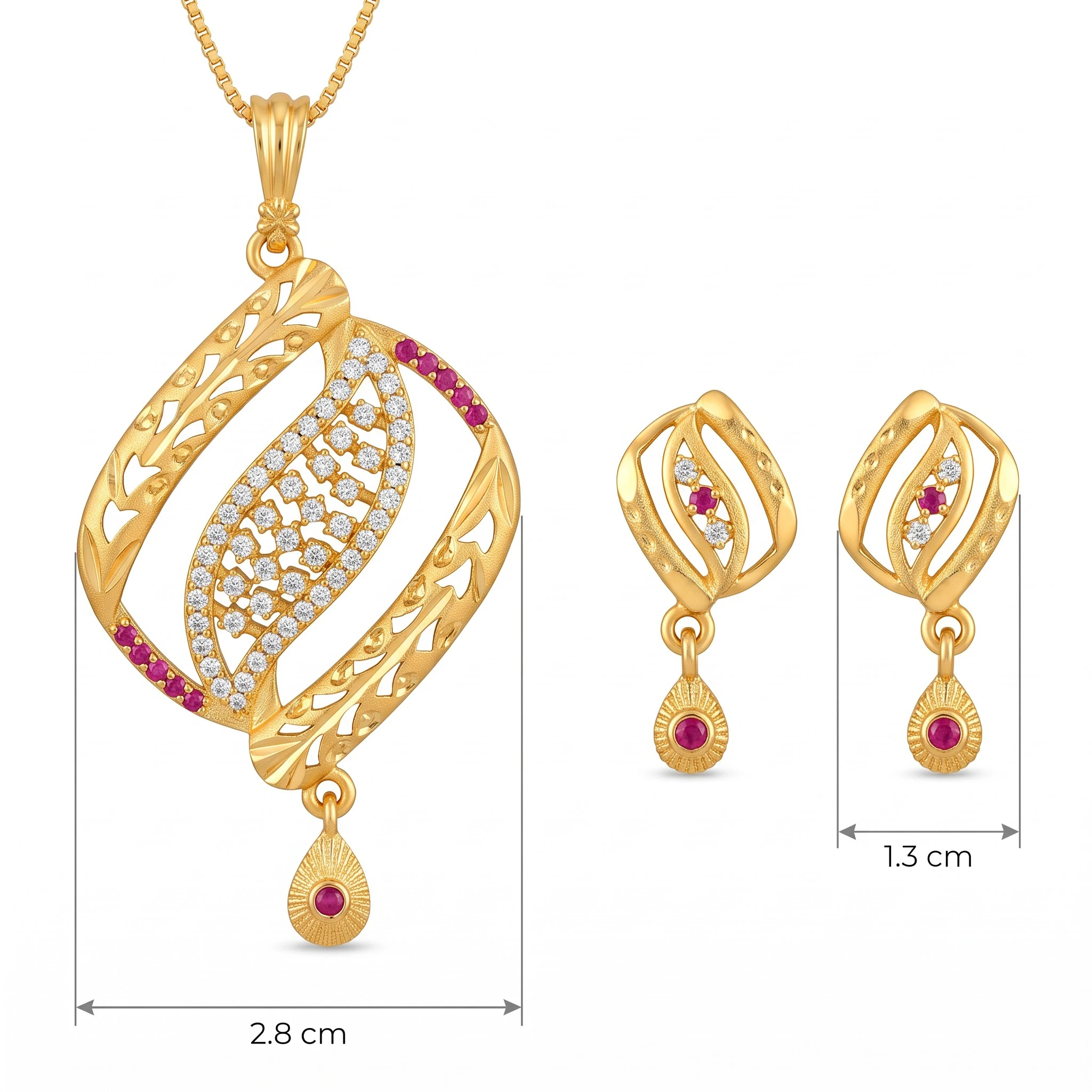 1 Gram Micro Polish Gold Plated Leaf Design Pendant Set